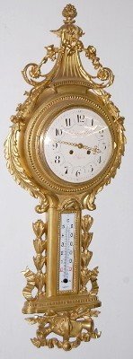 Raingo Paris Bronze Wall Clock & Thermometer