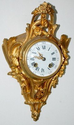 French Dore Bronze Cartel Clock W/ Florals