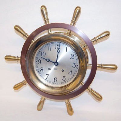 Antique Bronze Chelsea Ships Bell Clock