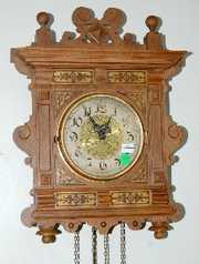 German Carved 2 Weight Wall Clock