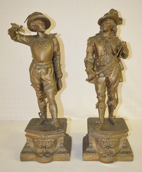 Pair of Antique Clock Side Statues, Don Juan and Don Cesar