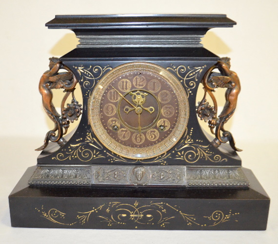 Antique Ansonia “Rosalind” Enameled Iron Case Clock