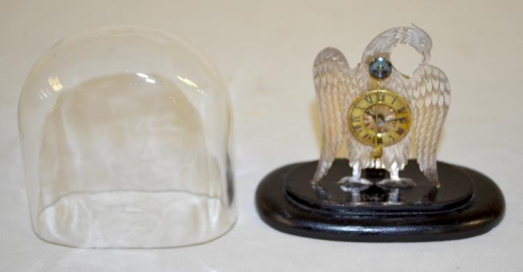 Antique Sterling Stylized Eagle Cowtail Clock with Dome