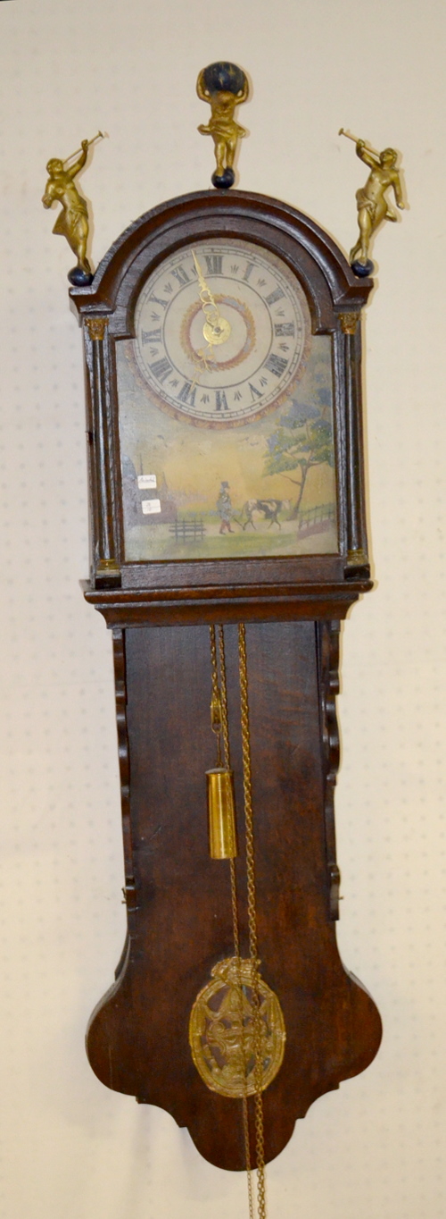 Antique Animated Dutch Hood Wall Clock, Bell Ringer