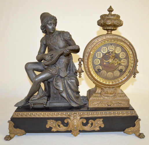 Antique Ansonia “Troubadour” Statue Clock