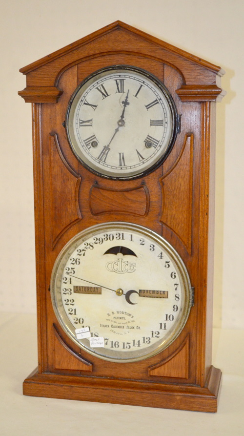 Antique Walnut Shelf Cottage No. 7 Calendar Clock