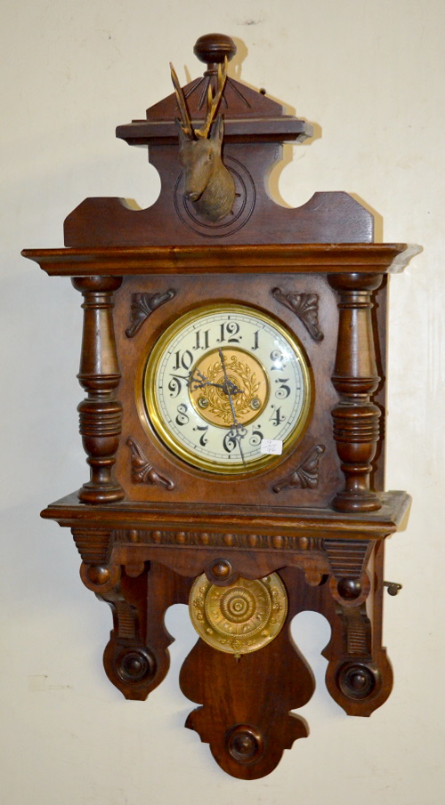 Antique German Open Well Swinger Wall Clock