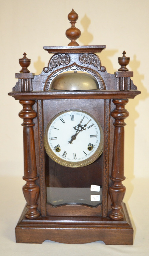 Antique Bell Top Walnut Mantel Clock
