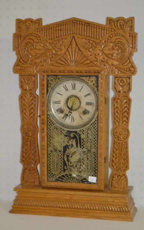 Antique Ansonia Oak Kitchen Clock