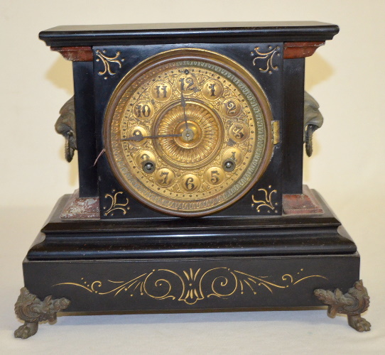 Antique Ansonia Enameled Iron Case Mantel Clock