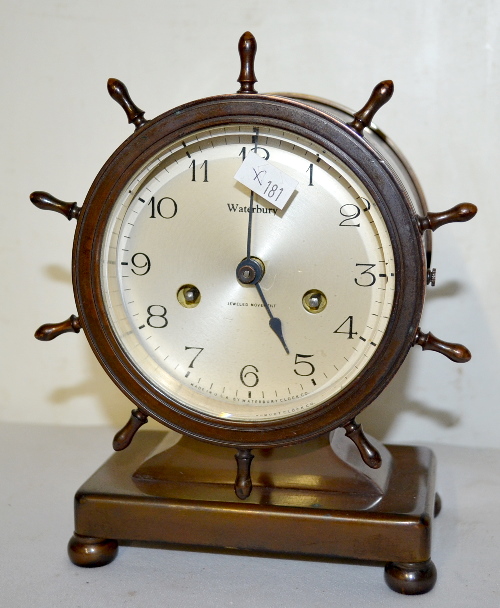 Antique Waterbury Bronze Ship’s Wheel Clock