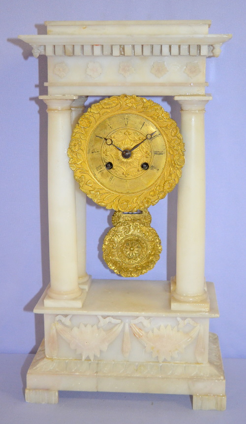 Antique French Alabaster Empire Clock