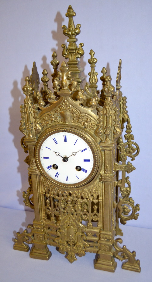 Antique Bronze Japy Freres Ornate Steeple Clock