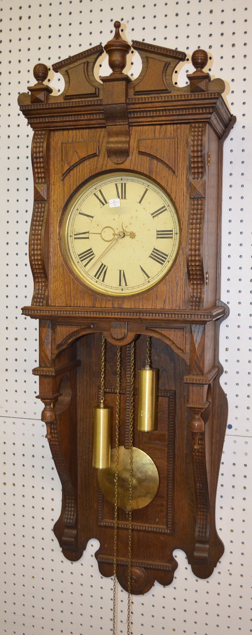 Large Oak German Open Swinger Clock