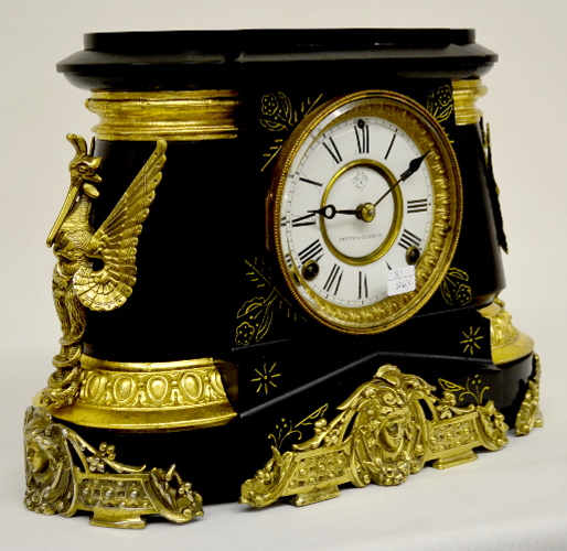Antique Ansonia Enameled Iron Case “Pompeii” Shelf Clock