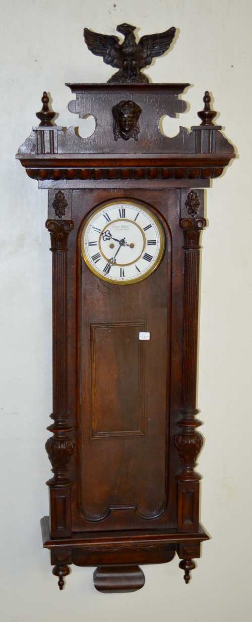 Antique 2 Weight Vienna Regulator Wall Clock