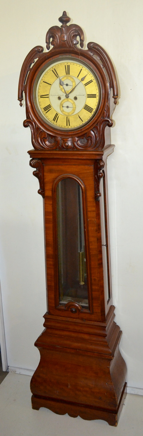 Dilger & Barclay Mahogany Tall Case Clock, Circa 1860