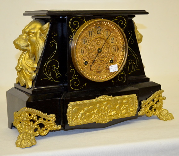 Antique Ansonia Enamel Iron Case “Nubia” Shelf Clock