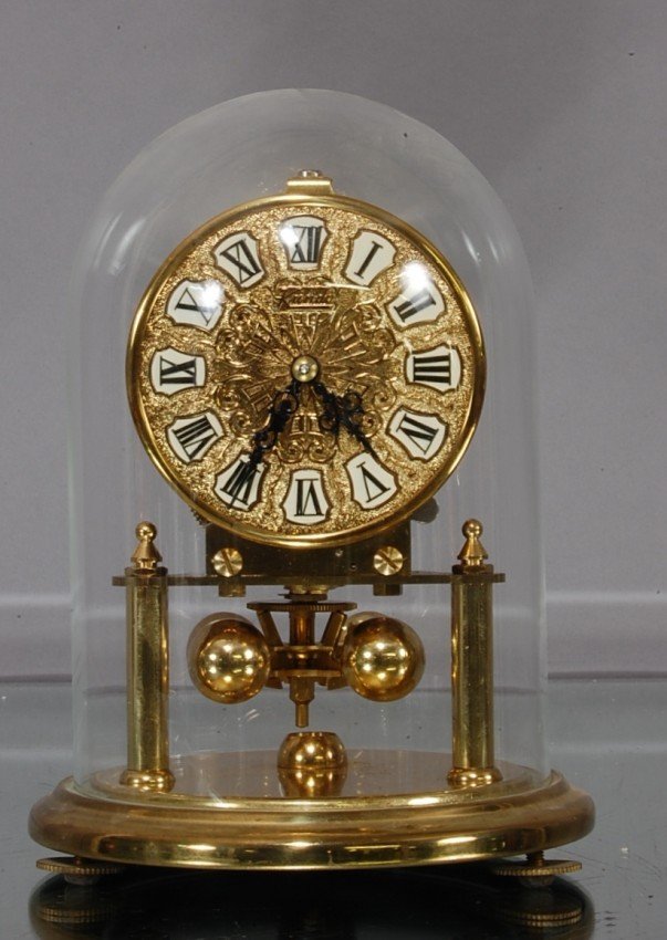 German Anniversary clock with Glass Dome