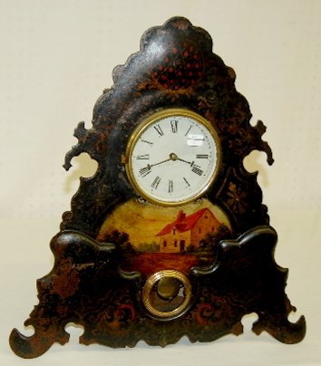 Painted Iron Front Mantel Clock