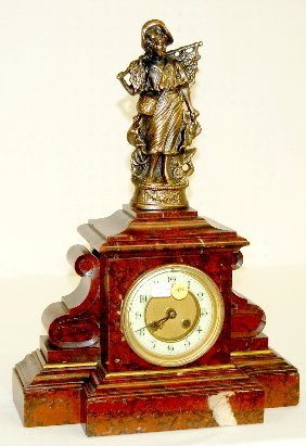 French Marble Figural Clock, 8 Day Bell Strike