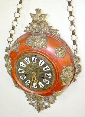 French Metal Hanging Clock W/ Birds Nest & Lion