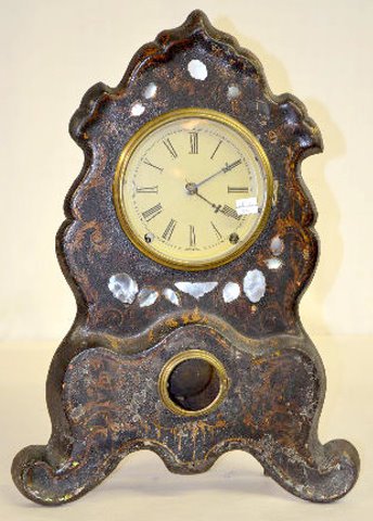 Mother Of Pearl Inlaid Iron Front Clock