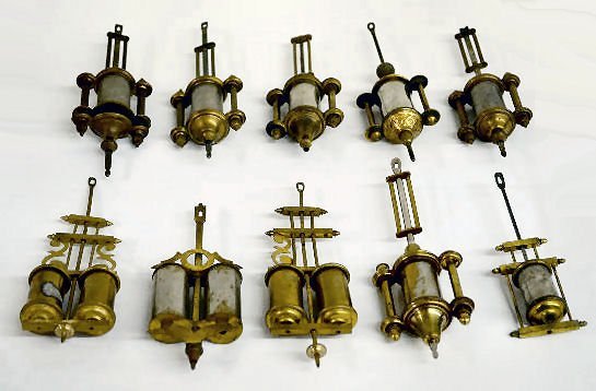 10 Antique Single & Double Barrel Clock Pendulums