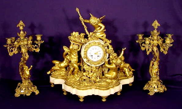 Signed Le Rolle French 3 Pc Clock Set