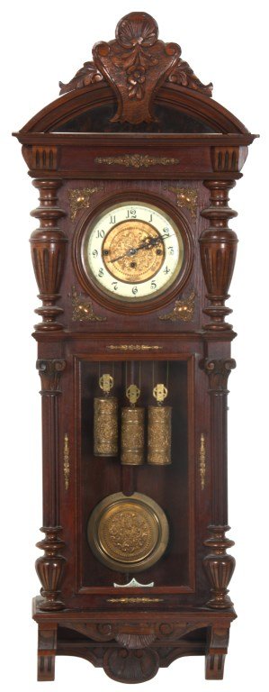 Carved Oak 3 Weight Vienna Regulator