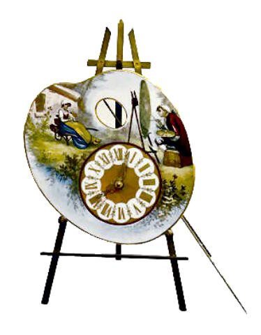 Porcelain Painter’s Palette Clock on Easel