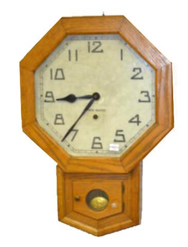 New Haven Oak Short Drop Schoolhouse Clock