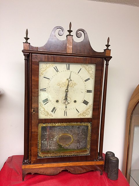 Early Eli Terry Pillar and Scroll Clock