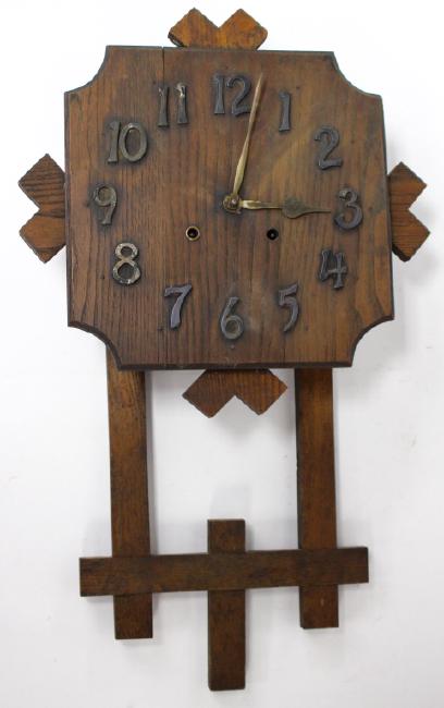 Early 20th century Mission Oak ‘San Remo’ wall clock by William Gilbert Clock Co