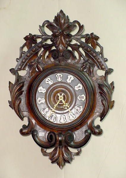 Black Forest Carved Grape Motif Clock