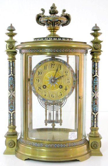 French Crystal Regulator w/Champleve Enamel