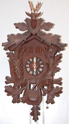 Black Forest Carved Hanging Dbl Game Cuckoo Clock