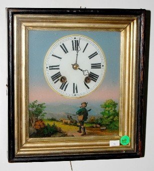 Black Forest Picture Frame Clock w/Hunter & Dogs