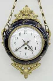 French Enameled Pottery Double Sided Clock