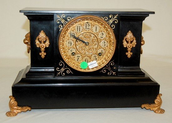 Ansonia Ornate Iron Case Mantle Clock