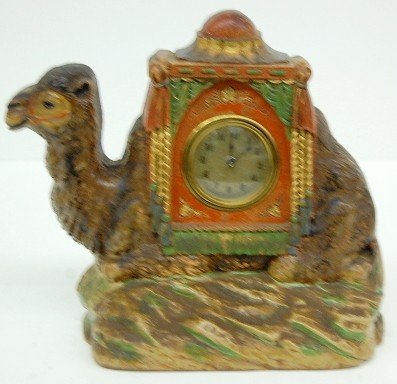 Lux Figural Carved Camel Clock