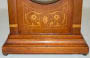 German Inlaid Wood Mantle Clock