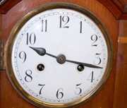 German Inlaid Wood Mantle Clock