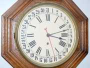 Oak Time & Calendar Long Drop Schoolhouse Clock