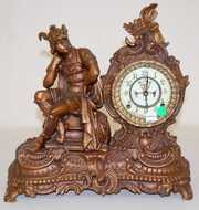 Ansonia “Hermes” Metal Seated Statue Clock