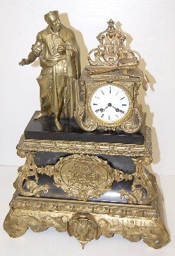 Signed Vincenti Bronze Statue Clock