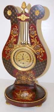 Maroon Chinosserie Lyre Clock