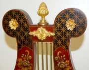 Maroon Chinosserie Lyre Clock