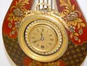 Maroon Chinosserie Lyre Clock