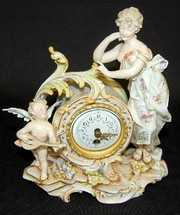 3pc Porcelain Cherub Figural Clock Set